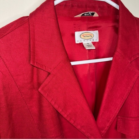 Talbots Red Women's Linen Blend Blazer Size 16 P - Picture 6 of 16